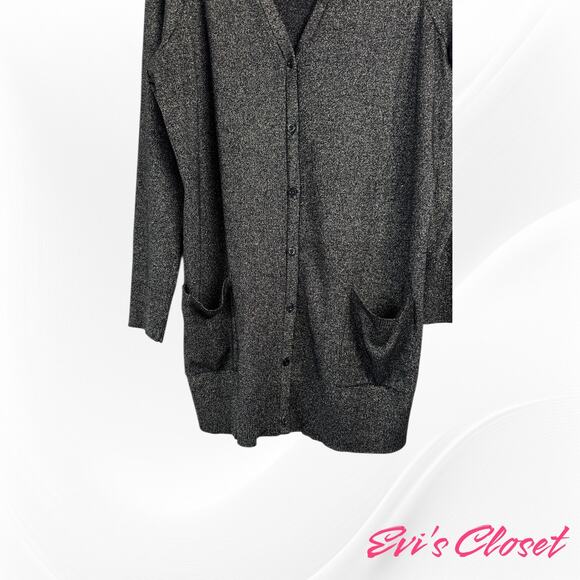Torrid Women's Black Gold Metallic Cardigan. Long Sleeve 2 Pockets Sz O. 18 - Picture 7 of 11